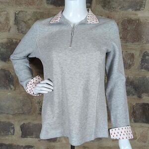 ORVIS Sweatshirt Woman's‎ Size Small Gray Pullover Collared Cuffed 1/4 Zip